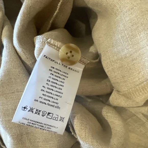 FAITHFULL THE BRAND NEW Ida Linen Wide Leg Pants Natural 6 M - Picture 10 of 10